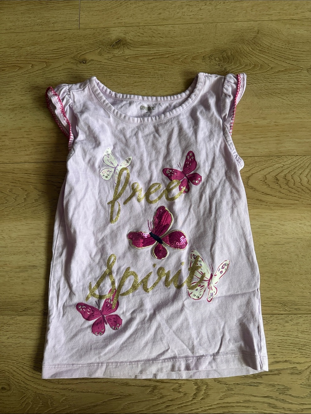 Girls' Pink 'Free Spirit' Butterfly Tee size 7 years